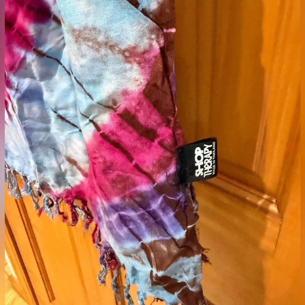 Tie Dye Blue and Pink Scarf